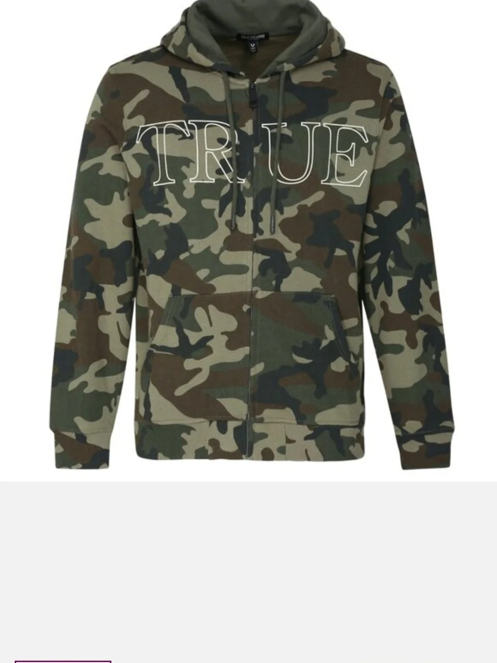 True Religion Men's Outline True Camo Zip-Up Hoodie Size M